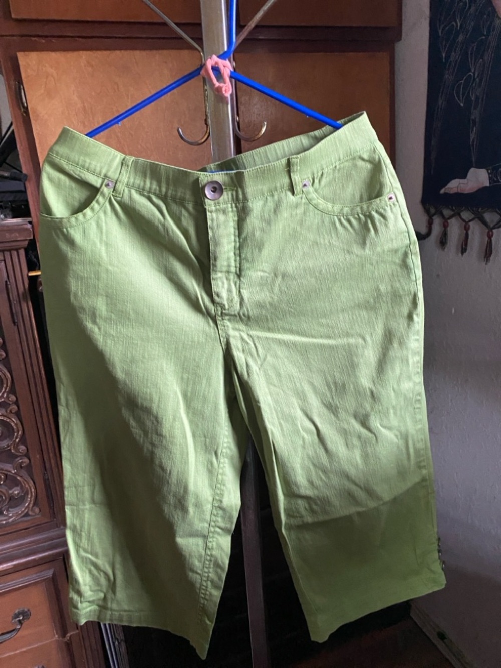 Women Green Crop Pants